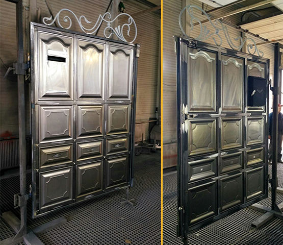 Покраска ворот в Харькове на стенде